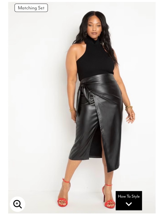 Eloquii Dresses & Skirts - Faux Leather Wrap Midi Skirt - Black